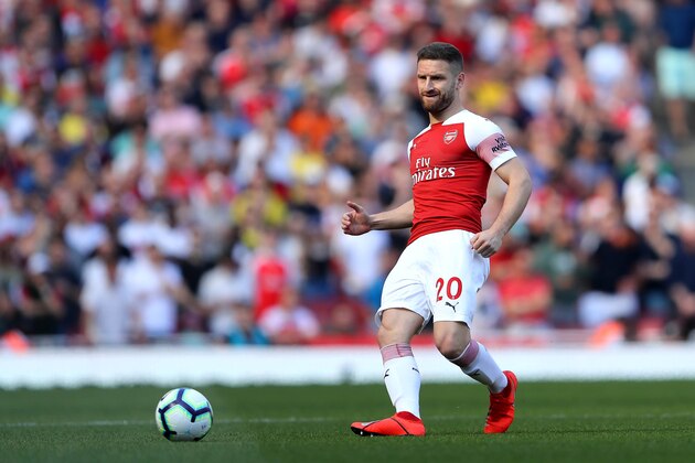 LONDON, ENGLAND - APRIL 21:  Shkodran Mustafi of Arsenal in action during the Premier League match between Arsenal FC and Crystal Palace at Emirates Stadium on April 21, 2019 in London, United Kingdom. (Photo by Warren Little/Getty Images)