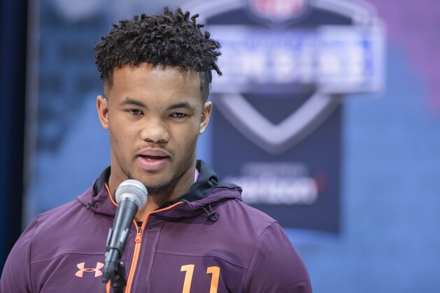 INDIANAPOLIS, IN - MARCH 1: Kyler Murray #QB11 of the Oklahoma Sooners is seen at the 2019 NFL Combine at Lucas Oil Stadium on March 1, 2019 in Indianapolis, Indiana. (Photo by Michael Hickey/Getty Images)