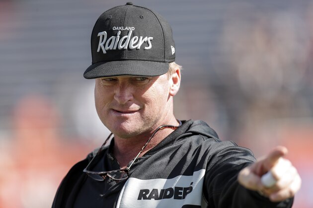 MOBILE, AL - JANUARY 26: Head Coach Jon Gruden of the Oakland Raiders of the North Team during the 2019 Reese's Senior Bowl at Ladd-Peebles Stadium on January 26, 2019 in Mobile, Alabama. The North defeated the South 34 to 24. (Photo by Don Juan Moore/Getty Images)