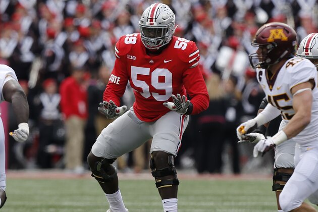 Ohio State offensive lineman Isaiah Prince plays against Minnesota during an NCAA college football game Saturday, Oct. 13, 2018, in Columbus, Ohio. (AP Photo/Jay LaPrete) Ohio State offensive lineman Isaiah Prince plays against Minnesota during an NCAA college football game Saturday, Oct. 13, 2018, in Columbus, Ohio. (AP Photo/Jay LaPrete)
