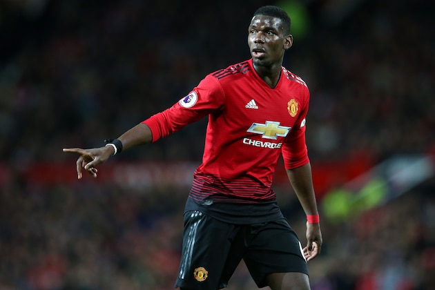 MANCHESTER, ENGLAND - APRIL 24:  Paul Pogba of Manchester United during the Premier League match between Manchester United and Manchester City at Old Trafford on April 24, 2019 in Manchester, United Kingdom. (Photo by Alex Livesey - Danehouse/Getty Images )