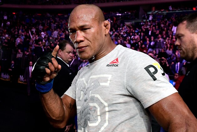 NEW YORK, NY - NOVEMBER 03:  Jacare Souza of Brazil celebrates his knockout win against Chris Weidman of the United States in their middleweight bout during the UFC 230 event at Madison Square Garden on November 3, 2018 in New York City.  (Photo by Steven Ryan/Getty Images)