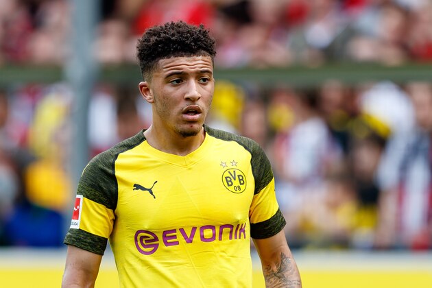 FREIBURG IM BREISGAU, GERMANY - APRIL 21: Jadon Sancho of Borussia Dortmund looks on during the Bundesliga match between Sport-Club Freiburg and Borussia Dortmund at Schwarzwald-Stadion on April 21, 2019 in Freiburg im Breisgau, Germany. (Photo by TF-Images/Getty Images)