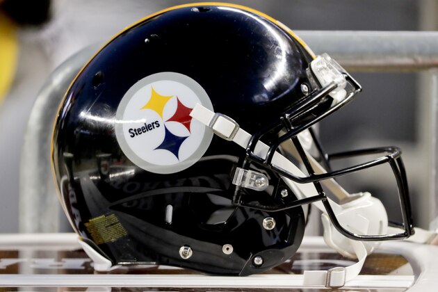 A Pittsburgh Steelers helmet along the bench during an NFL football game against the Cincinnati Bengals, Sunday, Dec. 30, 2018, in Pittsburgh. (AP Photo/Gene J. Puskar)