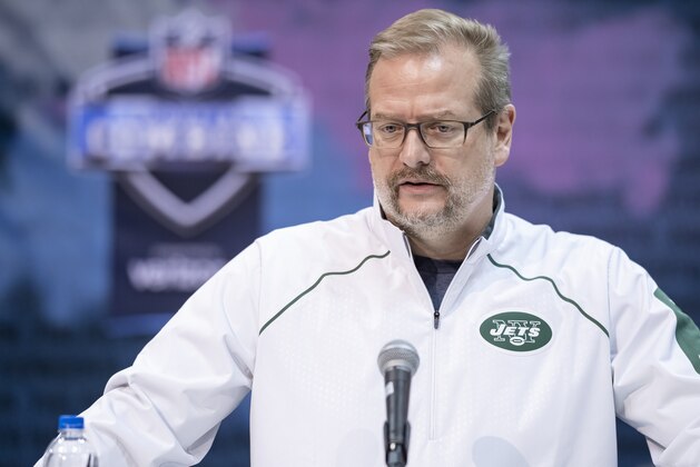 INDIANAPOLIS, IN - FEBRUARY 27: Mike Maccagnan general manager of the New York Jets is seen at the 2019 NFL Combine at Lucas Oil Stadium on February 28, 2019 in Indianapolis, Indiana. (Photo by Michael Hickey/Getty Images)