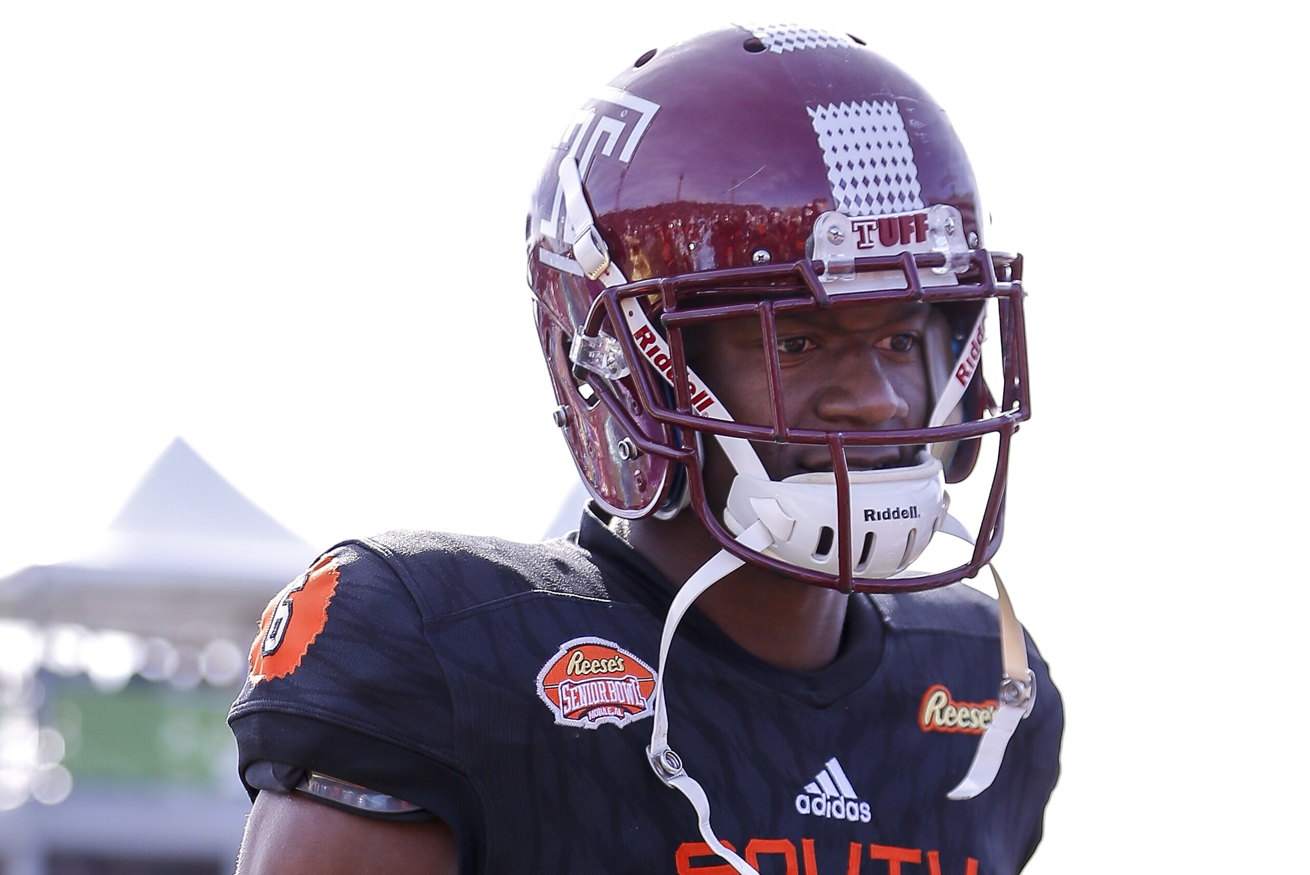 MOBILE, AL - JANUARY 26: Defensive Back Rock Ya-Sin #6 from Temple of the South Team before the start of the 2019 Reese's Senior Bowl at Ladd-Peebles Stadium on January 26, 2019 in Mobile, Alabama. The North defeated the South 34 to 24. (Photo by Don Juan Moore/Getty Images)