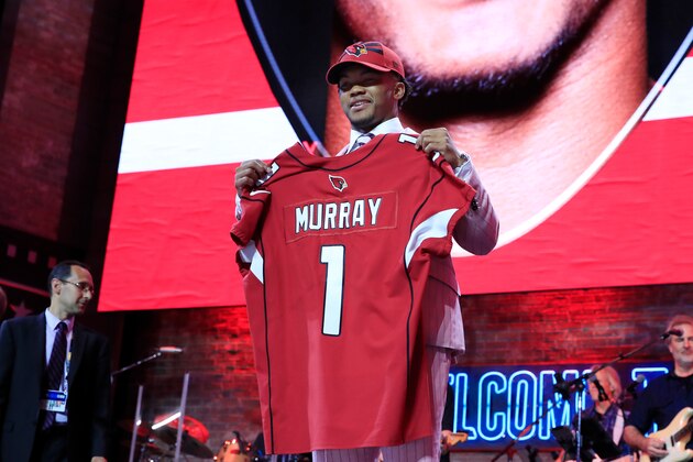 NASHVILLE, TENNESSEE - APRIL 25:  Kyler Murray Oklahoma reacts after he was picked #1 overall by the Arizona Cardinals during the first round of the 2019 NFL Draft on April 25, 2019 in Nashville, Tennessee. (Photo by Andy Lyons/Getty Images)