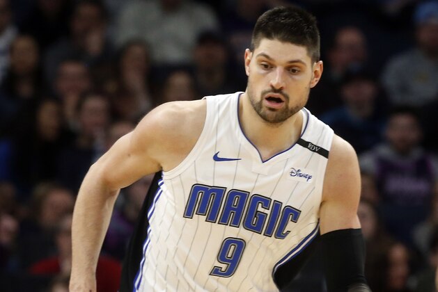 Orlando Magic's Nikola Vucevic of Montenegro plays against the Minnesota Timberwolves in an NBA basketball game Friday, Jan. 4, 2019, in Minneapolis. (AP Photo/Jim Mone)