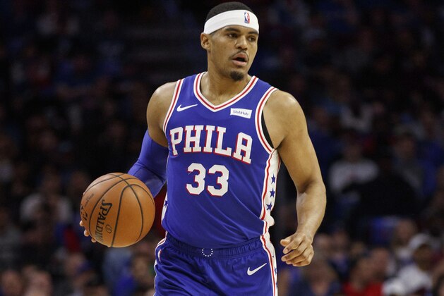 Philadelphia 76ers' Tobias Harris in action during the first half in Game 2 of a first-round NBA basketball playoff series against the Brooklyn Nets, Monday, April 15, 2019, in Philadelphia. 76ers won 145-123. (AP Photo/Chris Szagola)