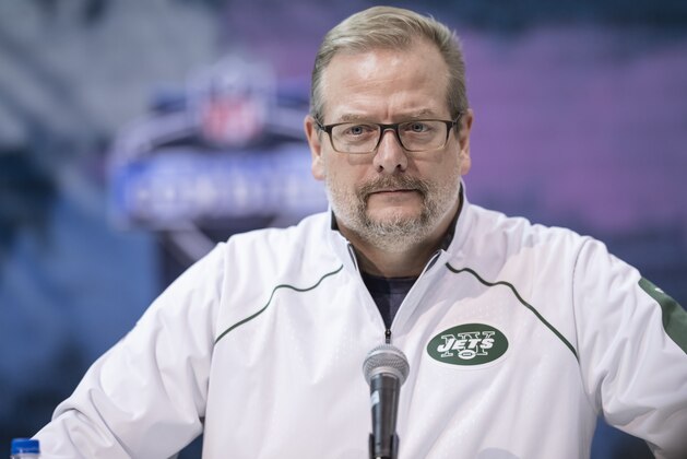 INDIANAPOLIS, IN - FEBRUARY 27: Mike Maccagnan general manager of the New York Jets is seen at the 2019 NFL Combine at Lucas Oil Stadium on February 28, 2019 in Indianapolis, Indiana. (Photo by Michael Hickey/Getty Images)