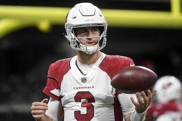 FILE - In this Sunday, Dec. 16, 2018, file photo, Arizona Cardinals quarterback Josh Rosen (3) warms up before the first half of an NFL football game against the Atlanta Falcons in Atlanta. Mired at the bottom of the NFL standings with two weeks to go in the season, the Cardinals go back to work on the practice field as they prepare to host te Los Angeles Rams on Sunday.  (AP Photo/John Amis, File)