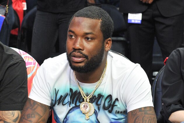 LOS ANGELES, CALIFORNIA - APRIL 18: Rapper Meek Mill attends an NBA playoffs basketball game between the Los Angeles Clippers and the Golden State Warriors at Staples Center on April 18, 2019 in Los Angeles, California. (Photo by Allen Berezovsky/Getty Images)