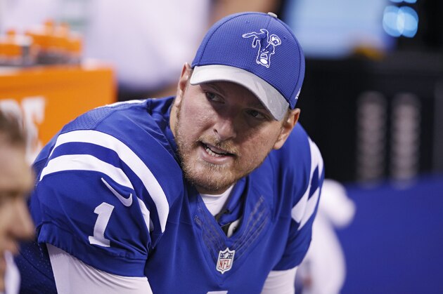 INDIANAPOLIS, IN - NOVEMBER 24: Pat McAfee #1 of the Indianapolis Colts looks on against the Pittsburgh Steelers during the game at Lucas Oil Stadium on November 24, 2016 in Indianapolis, Indiana. The Steelers defeated the Colts 28-7. (Photo by Joe Robbins/Getty Images)