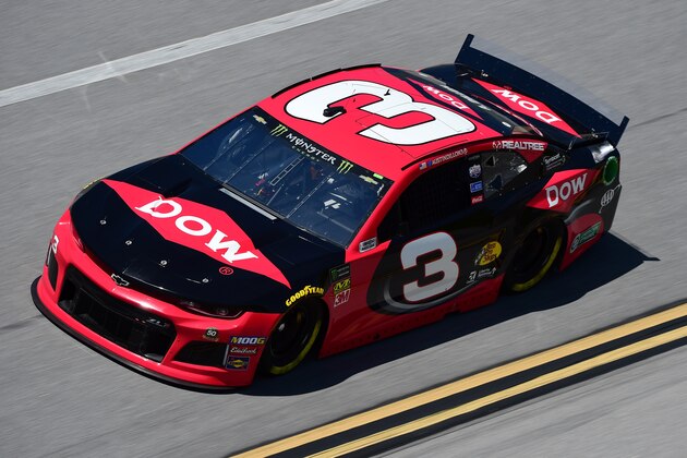 TALLADEGA, AL - APRIL 26:  Austin Dillon, driver of the #3 Dow Chevrolet, practices for the Monster Energy NASCAR Cup Series GEICO 500 at Talladega Superspeedway on April 26, 2019 in Talladega, Alabama.  (Photo by Jared C. Tilton/Getty Images)