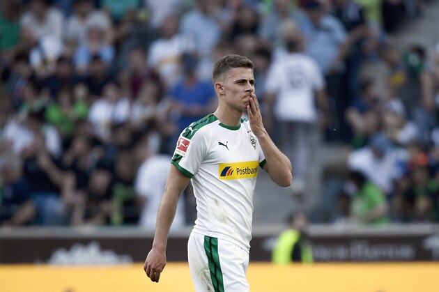 Moenchengladbach's Thorgan Hazard reacts during the German first division Bundesliga football match Borussia Moenchengladbach v RB Leipzig in Moenchengladbach, western Germany on April 20, 2019. (Photo by INA FASSBENDER / AFP) / DFL REGULATIONS PROHIBIT ANY USE OF PHOTOGRAPHS AS IMAGE SEQUENCES AND/OR QUASI-VIDEO        (Photo credit should read INA FASSBENDER/AFP/Getty Images)
