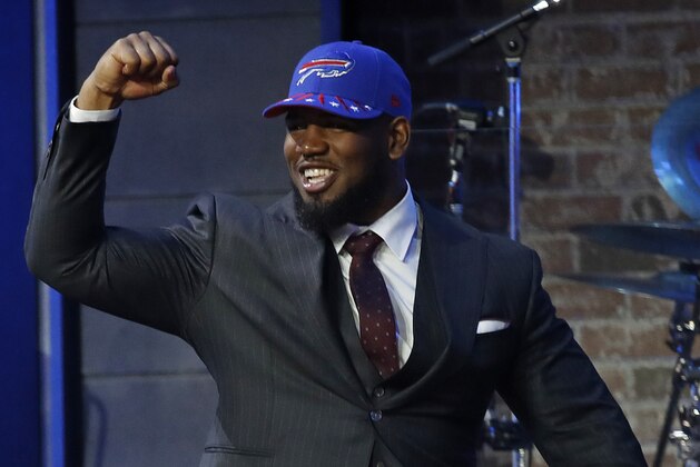 NASHVILLE, TENNESSEE - APRIL 25:  Ed Oliver reacts after being drafted ninth overall by the Buffalo Bills on day 1 of the 2019 NFL Draft on April 25, 2019 in Nashville, Tennessee. (Photo by Frederick Breedon/Getty Images)