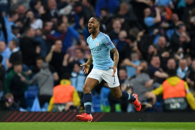 MANCHESTER, ENGLAND - APRIL 17:  Raheem Sterling of Manchester City celebrates after scoring his team's third goal during the UEFA Champions League Quarter Final second leg match between Manchester City and Tottenham Hotspur at at Etihad Stadium on April 17, 2019 in Manchester, England. (Photo by Shaun Botterill/Getty Images)