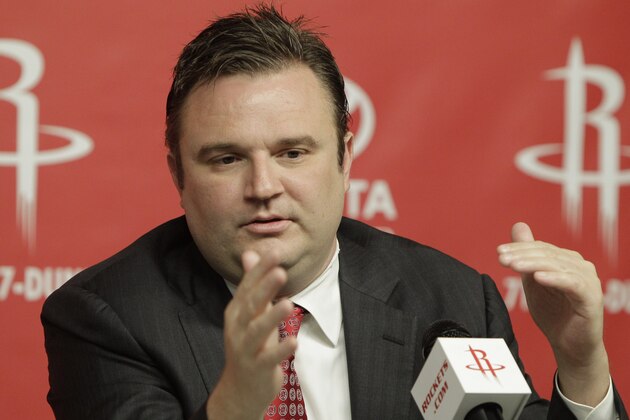 Houston Rockets general manager Daryl Morey discusses the direction of the team with the media during a basketball news conference, Tuesday, April 19, 2011, in Houston, after the decision to part ways with NBA basketball head coach Rick Adelman. (AP Photo/Pat Sullivan)
