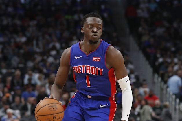 Detroit Pistons guard Reggie Jackson controls the ball during the second half of Game 4 of a first-round NBA basketball playoff series, Monday, April 22, 2019, in Detroit. (AP Photo/Carlos Osorio)