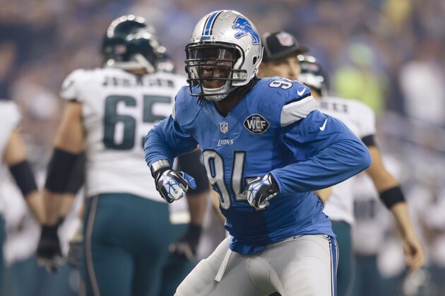 FILE - In this Nov. 26, 2015, file photo, Detroit Lions defensive end Ezekiel
