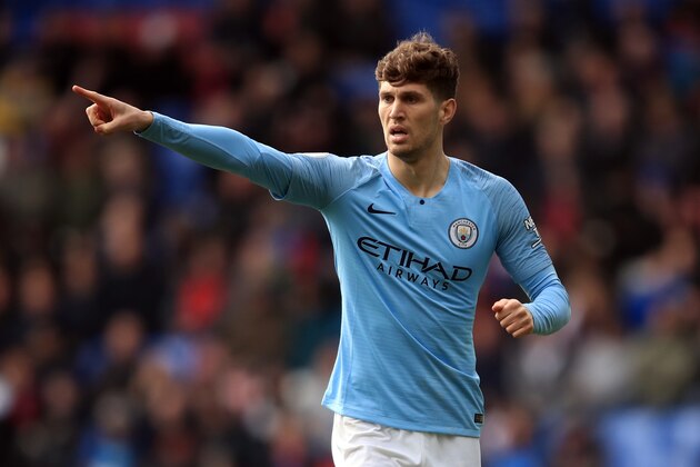 LONDON, ENGLAND - APRIL 14: John Stones of Manchester City during the Premier League match between Crystal Palace and Manchester City at Selhurst Park on April 14, 2019 in London, United Kingdom. (Photo by Marc Atkins/Getty Images)