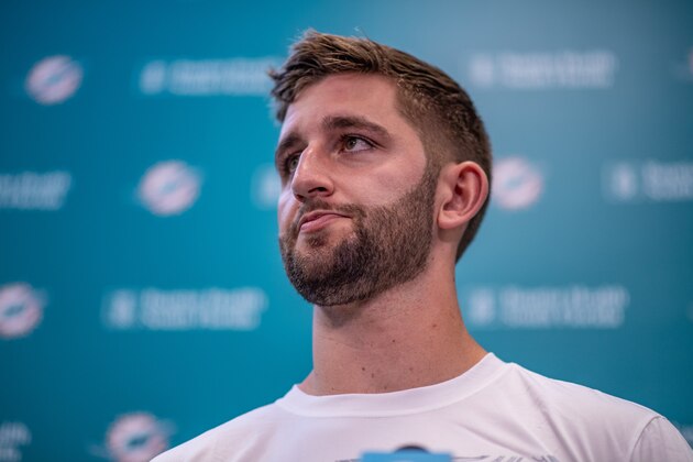 DAVIE, FL - APRIL 29: Quarterback Josh Rosen speaks at a press conference where he was introduced by the Miami Dolphins at Baptist Health Training Facility at Nova Southern University on April 29, 2019 in Davie, Florida. (Photo by Mark Brown/Getty Images)