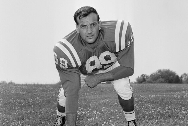 Gino Marchetti, Baltimore Colts' end is shown at the team's summer training camp at Western Maryland College, July 18, 1960. (AP Photo)