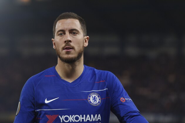 LONDON, ENGLAND - APRIL 18: Eden Hazard of Chelsea looks on during the UEFA Europa League Quarter Final Second Leg match between Chelsea and Slavia Praha at Stamford Bridge on April 18, 2019 in London, England. (Photo by TF-Images/Getty Images)