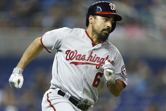 MIAMI, FLORIDA - APRIL 19: Anthony Rendon #6 of the Washington Nationals in action against the Miami Marlins at Marlins Park on April 19, 2019 in Miami, Florida. (Photo by Michael Reaves/Getty Images)
