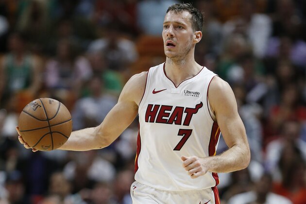 MIAMI, FLORIDA - APRIL 03:  Goran Dragic #7 of the Miami Heat in action against the Boston Celtics at American Airlines Arena on April 03, 2019 in Miami, Florida. NOTE TO USER: User expressly acknowledges and agrees that, by downloading and or using this photograph, User is consenting to the terms and conditions of the Getty Images License Agreement. (Photo by Michael Reaves/Getty Images)