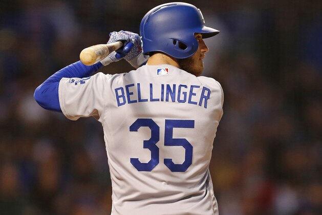 CHICAGO, ILLINOIS - APRIL 24: Cody Bellinger #35 of the Los Angeles Dodgers at bat during the second inning of a game against the Chicago Cubs at Wrigley Field on April 24, 2019 in Chicago, Illinois. (Photo by Nuccio DiNuzzo/Getty Images)