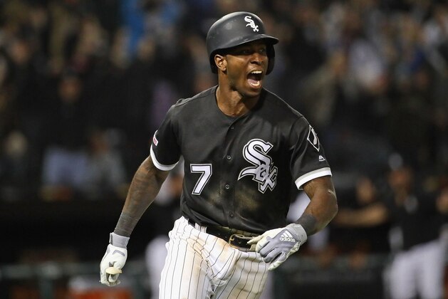 CHICAGO, ILLINOIS - APRIL 26: Tim Anderson #7 of the Chicago White Sox celebrates after hitting a walk-off home run in the 9th inning against the Detroit Tigers at Guaranteed Rate Field on April 26, 2019 in Chicago, Illinois. The White Sox defeated the Tigers 12-11. (Photo by Jonathan Daniel/Getty Images)