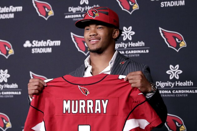 Arizona Cardinals NFL football quarterback Kyler Murray is introduced, Friday, April 26, 2019, at the Cardinals' practice facility in Tempe, Ariz. Murray was the first overall pick in the 2019 NFL Football draft. (AP Photo/Matt York) Arizona Cardinals NFL football quarterback Kyler Murray is introduced, Friday, April 26, 2019, at the Cardinals' practice facility in Tempe, Ariz. Murray was the first overall pick in the 2019 NFL Football draft. (AP Photo/Matt York)
