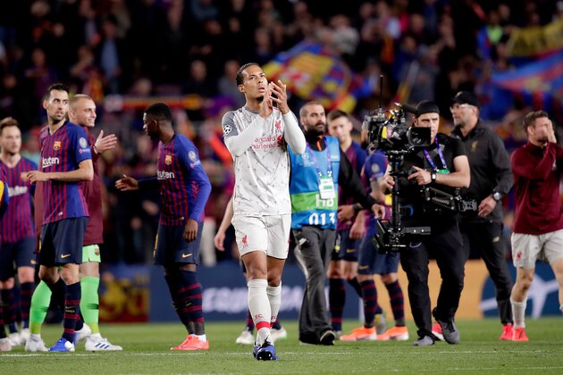 BARCELONA, SPAIN - MAY 1: Virgil van Dijk of Liverpool FC  during the UEFA Champions League  match between FC Barcelona v Liverpool at the Camp Nou on May 1, 2019 in Barcelona Spain (Photo by David S. Bustamante/Soccrates/Getty Images)