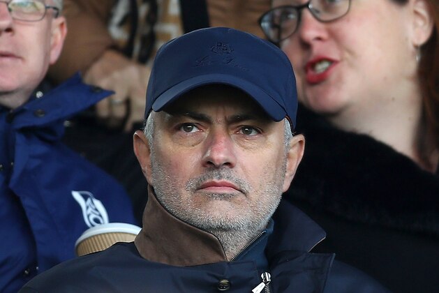 LONDON, ENGLAND - APRIL 13: Jose Mourinho is seen in the stands prior to the Premier League match between Fulham FC and Everton FC at Craven Cottage on April 13, 2019 in London, United Kingdom. (Photo by Clive Rose/Getty Images)