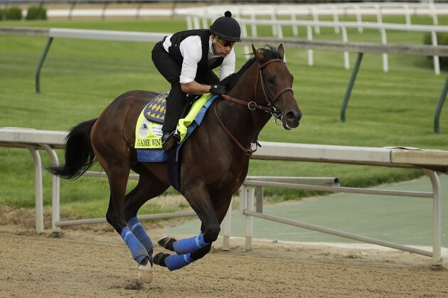 Kentucky Derby entrant Game Winner runs during a workout at Churchill Downs Wednesday, May 1, 2019, in Louisville, Ky. The 145th running of the Kentucky Derby is scheduled for Saturday, May 4. (AP Photo/Charlie Riedel)