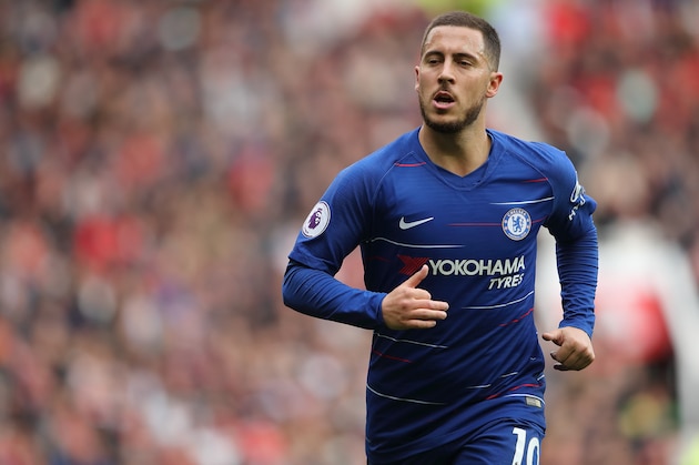 MANCHESTER, ENGLAND - APRIL 28: Eden Hazard of Chelsea during the Premier League match between Manchester United and Chelsea FC at Old Trafford on April 28, 2019 in Manchester, United Kingdom. (Photo by Matthew Ashton - AMA/Getty Images) MANCHESTER, ENGLAND - APRIL 28: Eden Hazard of Chelsea during the Premier League match between Manchester United and Chelsea FC at Old Trafford on April 28, 2019 in Manchester, United Kingdom. (Photo by Matthew Ashton - AMA/Getty Images)
