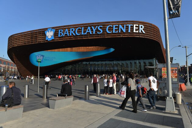 Exterior view of the Barclays Center before a Brooklyn Nets basketball game April 9, 2013 in the Brooklyn borough of New York. AFP PHOTO/Stan HONDA        (Photo credit should read STAN HONDA/AFP/Getty Images)