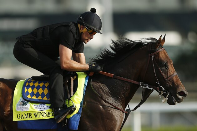 LOUISVILLE, KENTUCKY - MAY 02: Game Winner trains on the track during morning workouts in preparation for the 145th running of the Kentucky Derby at Churchill Downs on May 2, 2019 in Louisville, Kentucky. (Photo by Michael Reaves/Getty Images)
