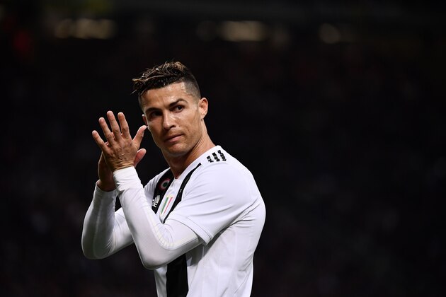 Juventus' Portuguese forward Cristiano Ronaldo gestures during the Italian Serie A football match between Inter Milan and Juventus on April 27, 2019 at the San Siro stadium in Milan. (Photo by MARCO BERTORELLO / AFP)        (Photo credit should read MARCO BERTORELLO/AFP/Getty Images)
