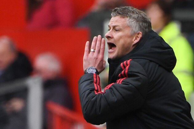 Manchester United's Norwegian manager Ole Gunnar Solskjaer gestures from the touchline during the English Premier League football match between Manchester United and Chelsea at Old Trafford in Manchester, north west England, on April 28, 2019. (Photo by Paul ELLIS / AFP) / RESTRICTED TO EDITORIAL USE. No use with unauthorized audio, video, data, fixture lists, club/league logos or 'live' services. Online in-match use limited to 120 images. An additional 40 images may be used in extra time. No video emulation. Social media in-match use limited to 120 images. An additional 40 images may be used in extra time. No use in betting publications, games or single club/league/player publications. /         (Photo credit should read PAUL ELLIS/AFP/Getty Images)