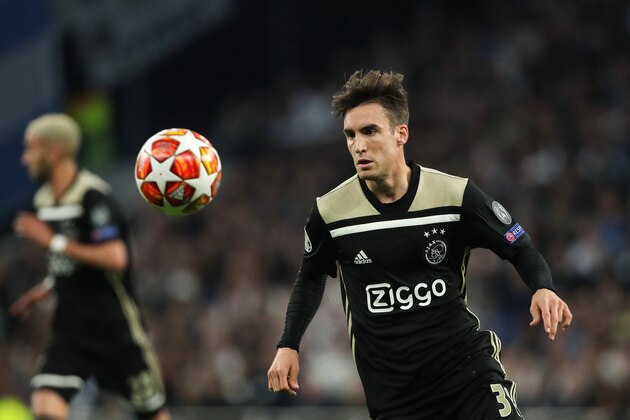 LONDON, ENGLAND - APRIL 30: Nicolas Tagliafico of Ajax Amsterdam during the UEFA Champions League Semi Final first leg match between Tottenham Hotspur and Ajax at at the Tottenham Hotspur Stadium on April 30, 2019 in London, England. (Photo by Matthew Ashton - AMA/Getty Images)