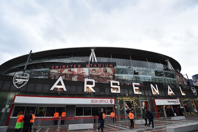 Supporters arrive for the UEFA Europa League semi final, first leg, football match between Arsenal and Valencia at the Emirates Stadium in London on May 2, 2019. (Photo by Glyn KIRK / AFP)        (Photo credit should read GLYN KIRK/AFP/Getty Images)