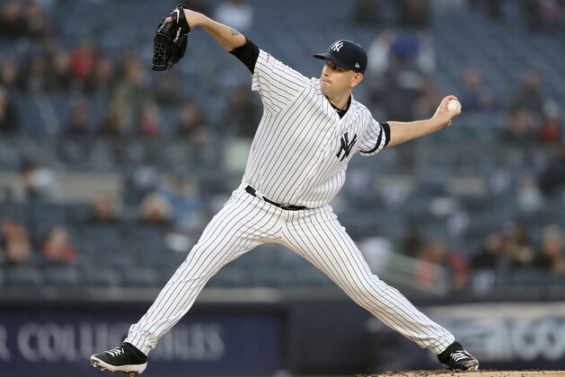 NEW YORK, NEW YORK - MAY 03:  James Paxton #65 of the New York Yankees delivers a pitch in the first inning against the Minnesota Twins at Yankee Stadium on May 03, 2019 in the Bronx borough of New York City. (Photo by Elsa/Getty Images)