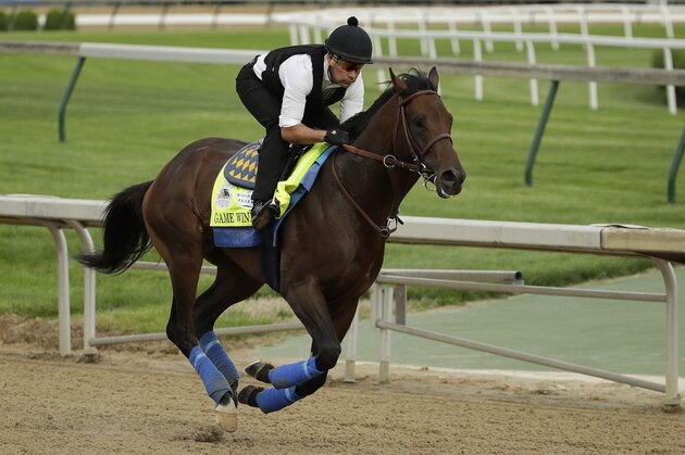 Kentucky Derby entrant Game Winner runs during a workout at Churchill Downs Wednesday, May 1, 2019, in Louisville, Ky. The 145th running of the Kentucky Derby is scheduled for Saturday, May 4. (AP Photo/Charlie Riedel)