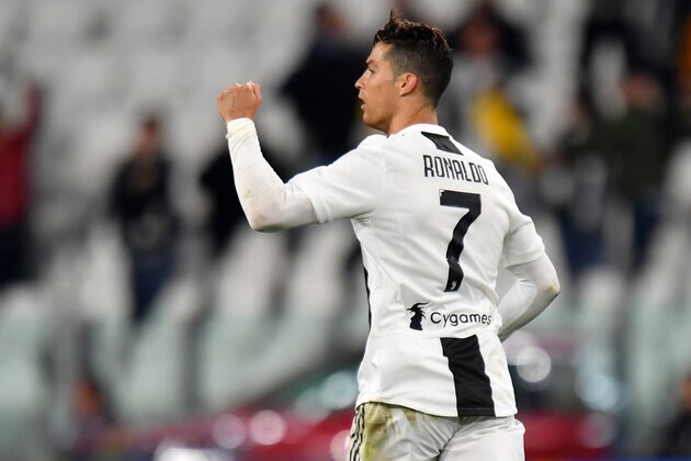 TURIN, ITALY - MAY 03: Cristiano Ronaldo of Juventus celebrates after scoring the equalizing goal during the Serie A match between Juventus and Torino FC on May 03, 2019 in Turin, Italy. (Photo by Tullio M. Puglia/Getty Images)