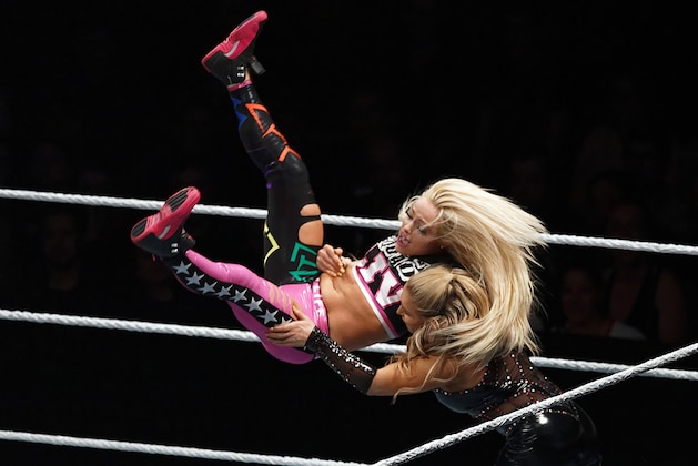 PARIS, FRANCE - MAY 19:  Liv Morgan  (L) in action vs Natalya during WWE Live AccorHotels Arena Popb Paris Bercy on May 19, 2018 in Paris, France.  (Photo by Sylvain Lefevre/Getty Images)