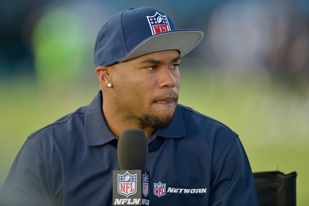 CHARLOTTE, NC - AUGUST 09:  Former Carolina Panthers player Steve Smith speaks on the NFL Network during the game between the Carolina Panthers and the Houston Texans at Bank of America Stadium on August 9, 2017 in Charlotte, North Carolina.  (Photo by Grant Halverson/Getty Images)