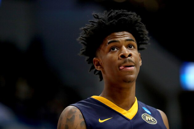 HARTFORD, CONNECTICUT - MARCH 23:  Ja Morant #12 of the Murray State Racers looks on against the Florida State Seminoles in the first half during the second round of the 2019 NCAA Men's Basketball Tournament at XL Center on March 23, 2019 in Hartford, Connecticut. (Photo by Maddie Meyer/Getty Images)