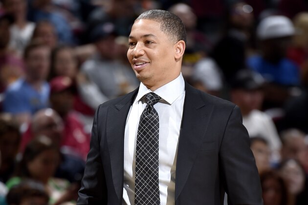 CLEVELAND, OH - OCTOBER 6: Head Coach Tyronn Lue of the Cleveland Cavaliers looks on against the Boston Celtics during a pre-season game on October 6, 2018 at Quicken Loans Arena in Cleveland, Ohio.  NOTE TO USER: User expressly acknowledges and agrees that, by downloading and or using this Photograph, user is consenting to the terms and conditions of the Getty Images License Agreement. Mandatory Copyright Notice: Copyright 2018 NBAE (Photo by David Liam Kyle/NBAE via Getty Images)